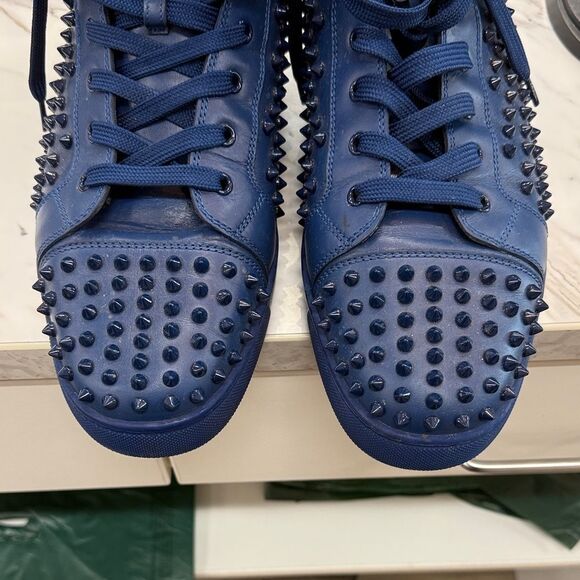 Christian Louboutin Blue Spiked Athletic Shoes - Picture 2 of 9
